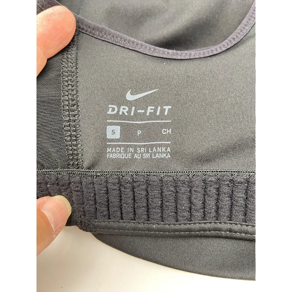 Nike‎ Dri-Fit Sports Bra Women’s Sz S Racerback Zip Up Padded Compression Black